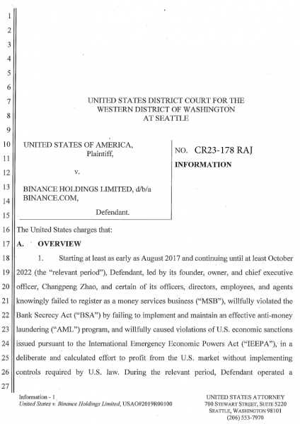 Binance рассчитывается с правительством США: график правоприменительных действий США