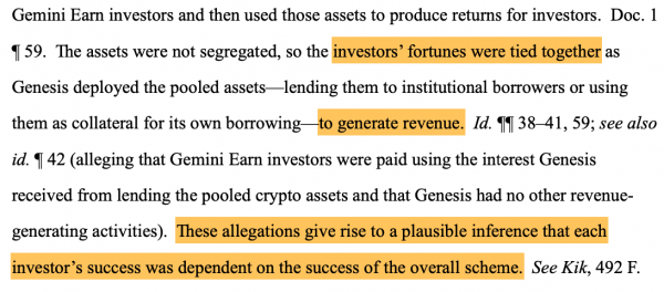Иск SEC против Gemini и Genesis продолжается, поскольку суд считает претензии правдоподобными