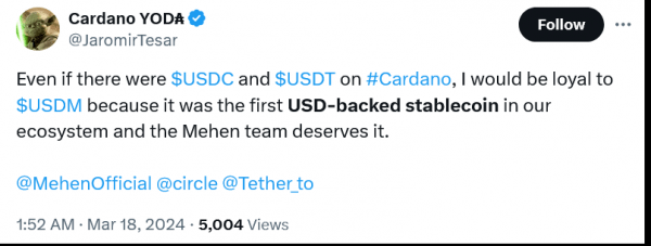 Cardano наконец-то получил стабильную монету USDM, обеспеченную фиатными валютами, после огромных задержек