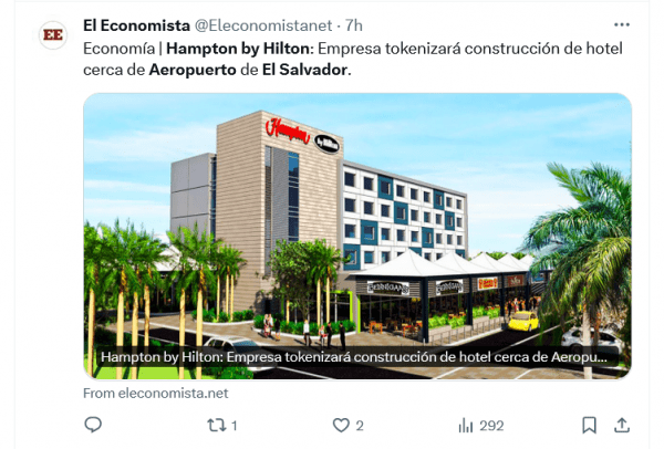 Новейший отель Hilton в Сальвадоре будет использовать токенизированный долг в биткоин