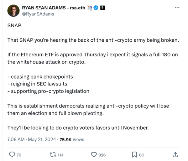 &laquo;Зима закончилась&raquo; &mdash; бычий настрой возвращается в связи с ожиданием Ether ETF