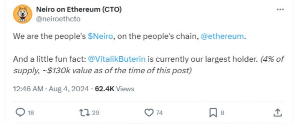Memecoin дешевеет, а затем растет после того, как Виталик Бутерин продает нежелательный airdrop