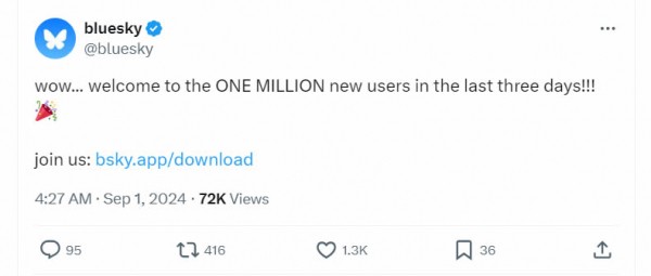 Bluesky добавила 1 миллион новых пользователей за 3 дня на фоне запрета X в Бразилии