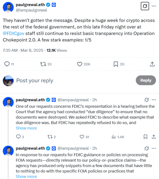FDIC сопротивляется прозрачности на операции chokepoint 2. 0 &ndash; Coinbase clo