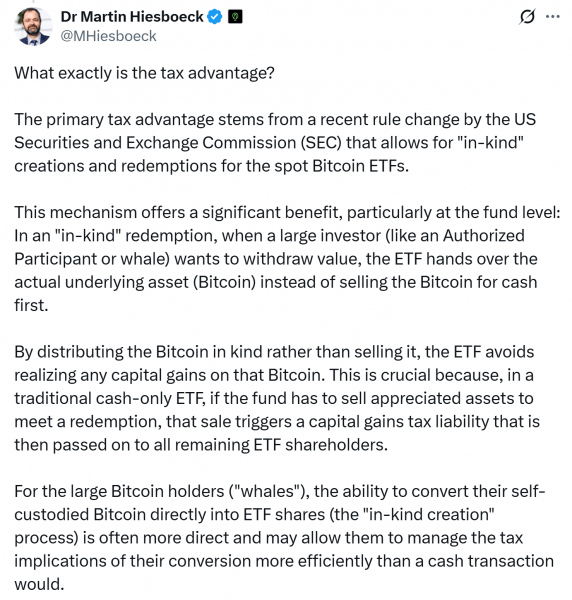 Биткоин-киты отказываются от самостоятельного хранения в пользу ETF на фоне налоговых преимуществ