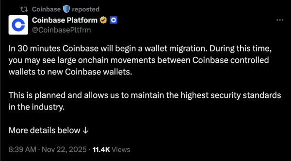 Coinbase переводит криптовалюту в новые кошельки Onchain в рамках запланированной миграции