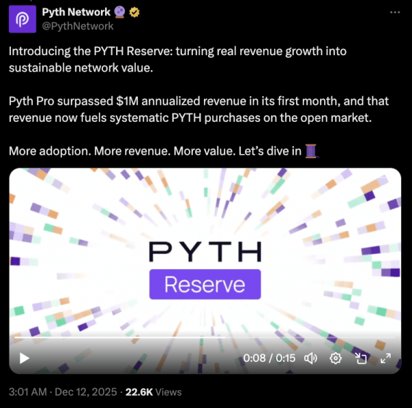 Pyth запустит резерв с использованием обратных выкупов из казначейских фондов DAO