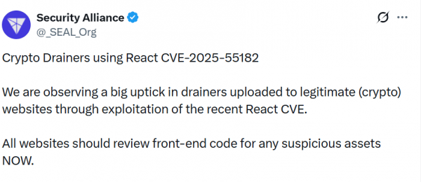 Уязвимость React активно используется для распространения вредоносного ПО на криптовалютных сайтах