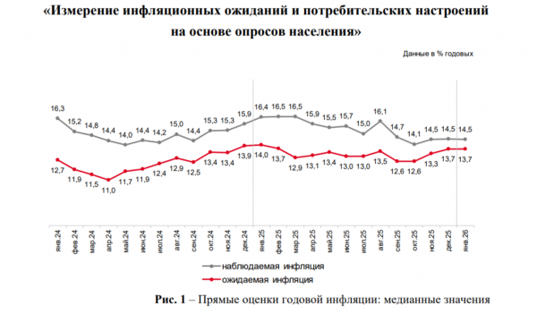 
                    ЦБ: инфляционные ожидания россиян в январе сохранились на уровне 13,7%
                
