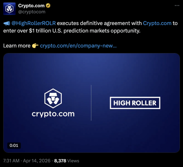 Crypto. com попадает на рынки прогнозов через хайроллеров Crypto. com попадает на рынки прогнозов через хайроллеров