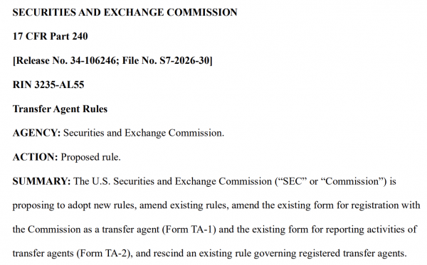SEC предлагает новые стандарты для трансфер-агентов в США