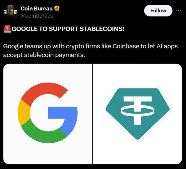 Google запускает протокол оплаты AI с поддержкой StableCoin