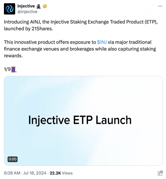 21Shares запускает Injective ETP со ставкой на Euronext