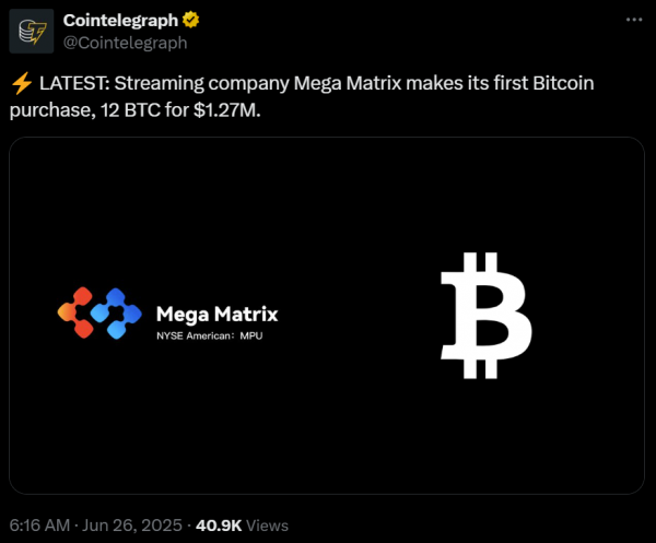 Mega Matrix Files Files $2B полка для финансирования стратегии казначейства StableCoin