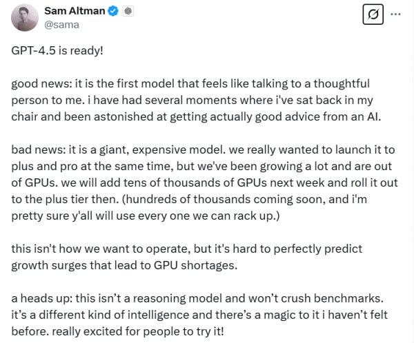 GPT-4. 5 от Openai не раздавит тесты &raquo;, но может быть лучшим другом