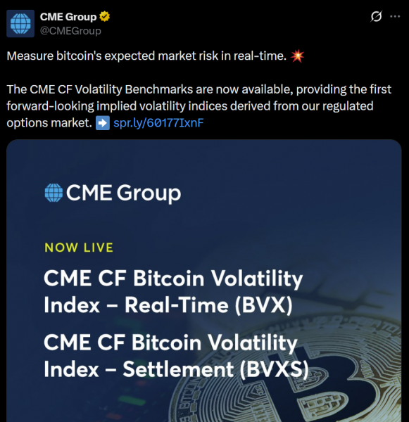 CME запускает индекс волатильности Биткоин и тесты криптовалют